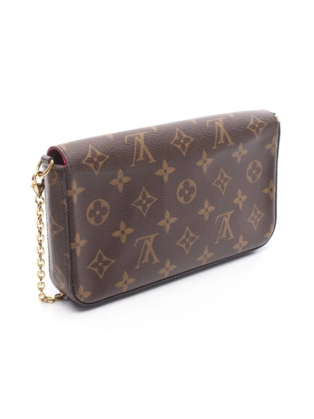Louis Vuitton Shoulder Bag Pochette Felicie Monogram Fuchsia Canvas Leather